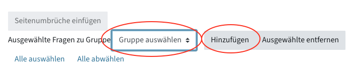 Dropdown-Menü "Gruppe auswählen", daneben der "Hinzufügen"-Button
