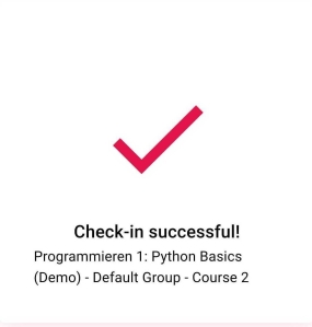 A notification shown to students when they have successfully checked in
