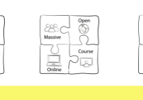 ein Puzzlestück, das die Teile vom Wort Massive Open Online Course illustriert